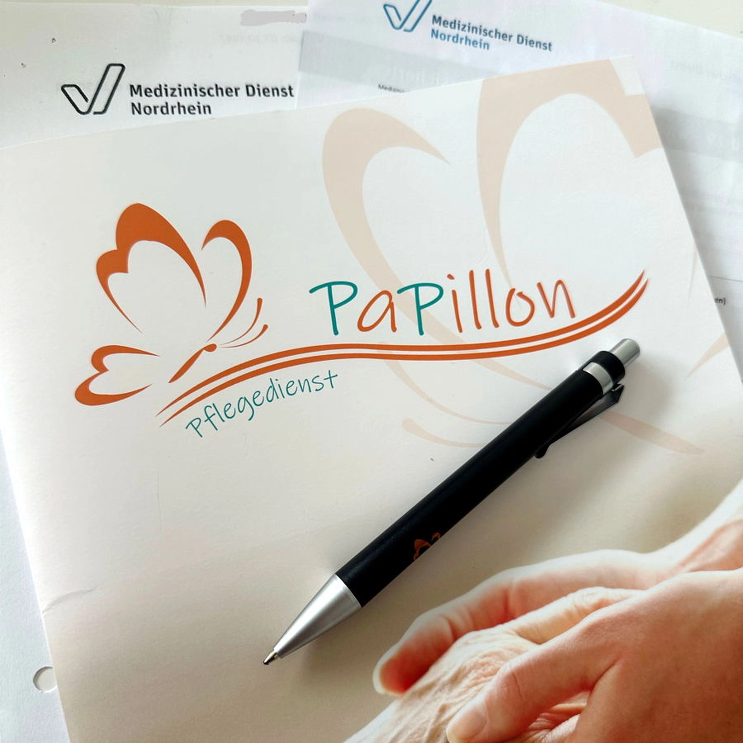 Unterlagen zur Pflegebegutachtung durch den medizinischen Dienst.